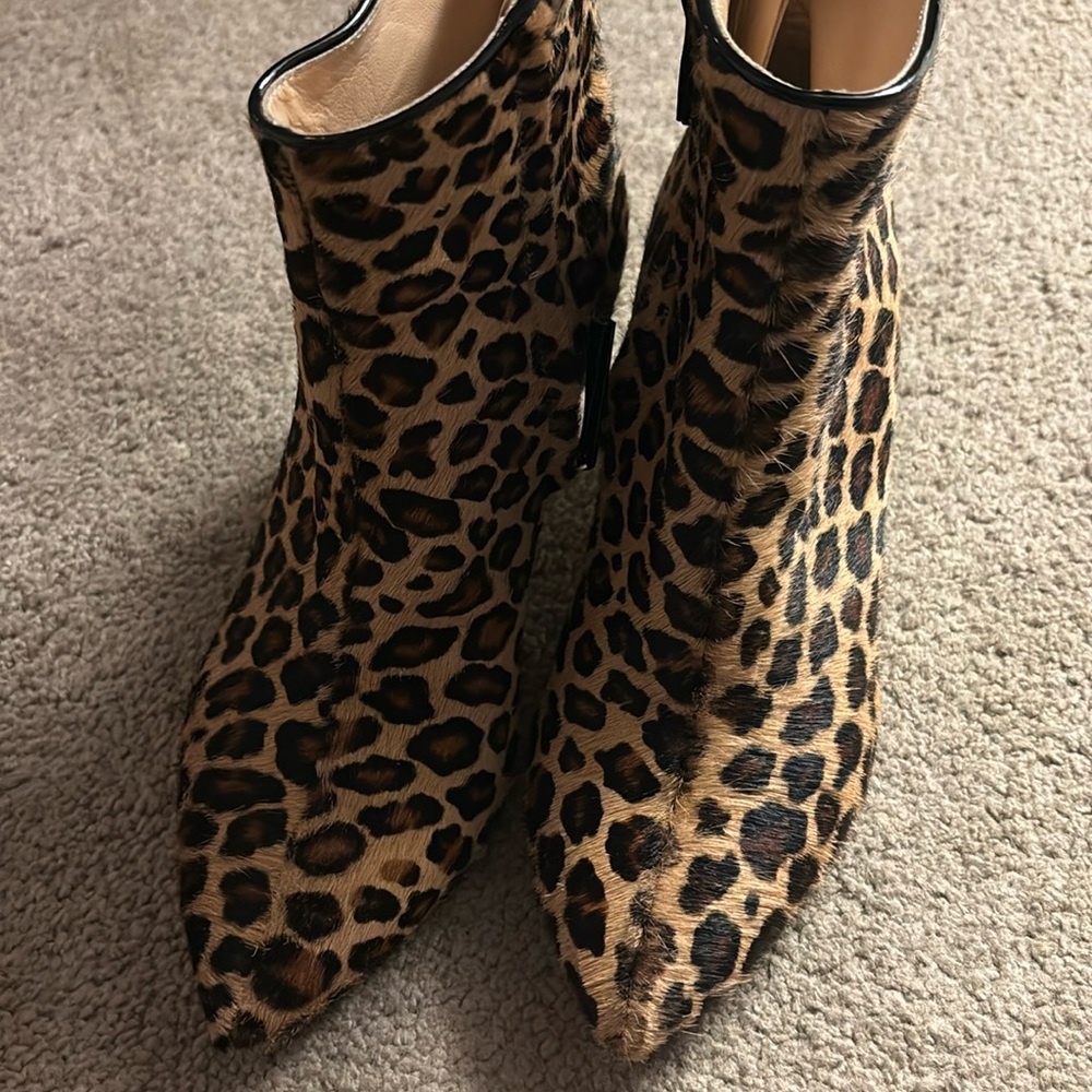 Leopard Print Pointed Toe Ankle Boots - Women's